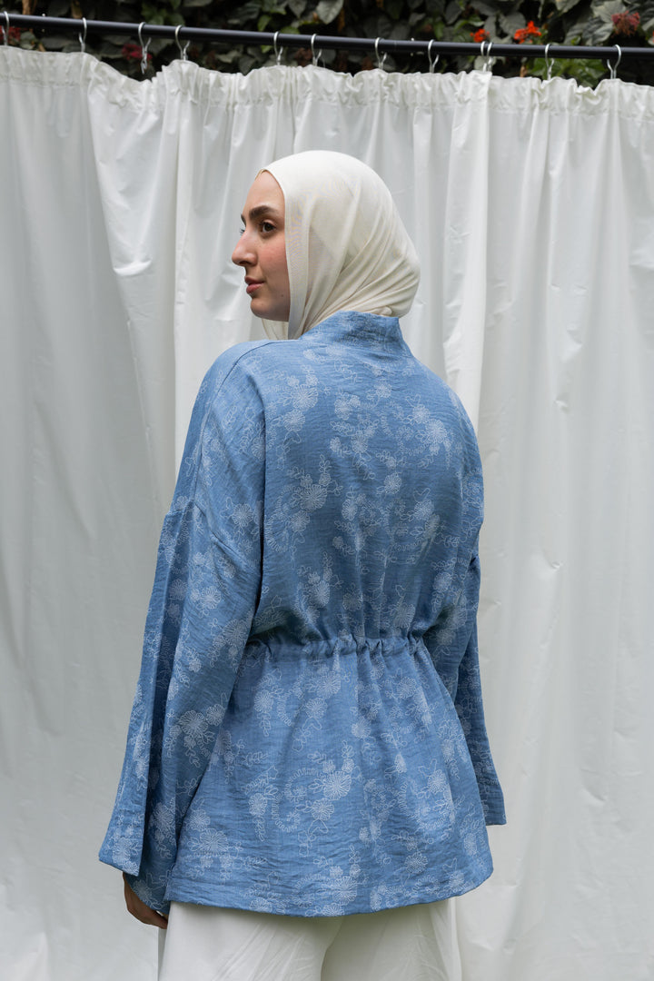 Floral Days Kimono in Denim Blue