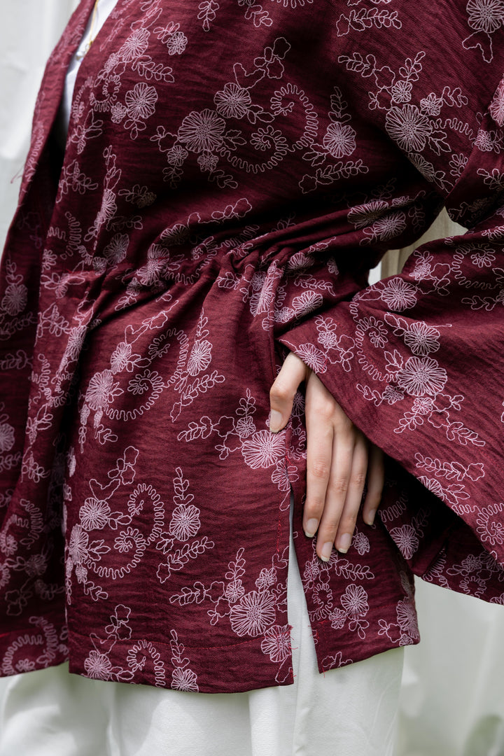 Floral Days Kimono in Burgundy