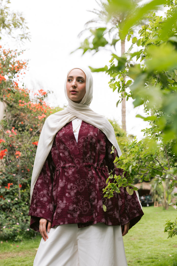 Floral Days Kimono in Burgundy