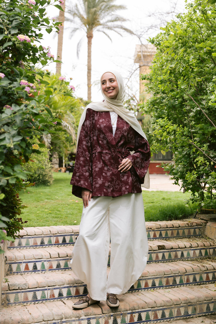 Floral Days Kimono in Burgundy