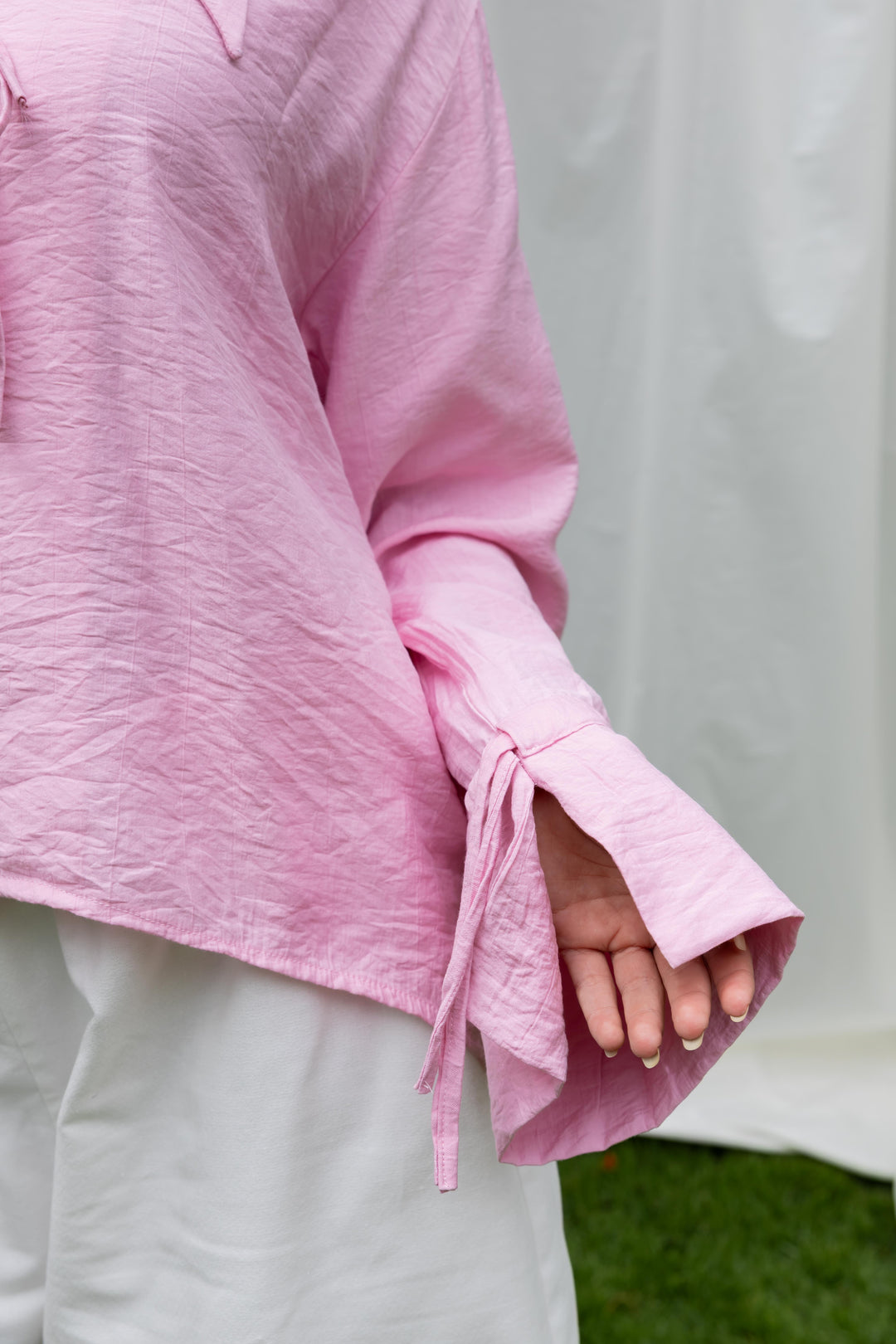 Ribbon Charm Top in Powder pink