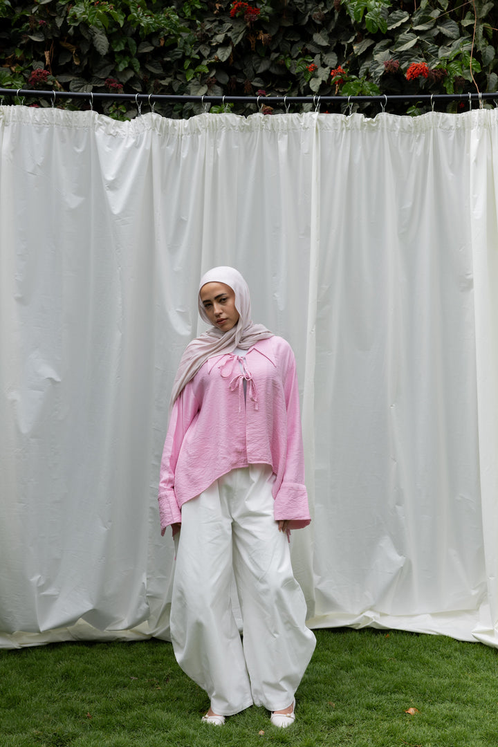 Ribbon Charm Top in Powder pink