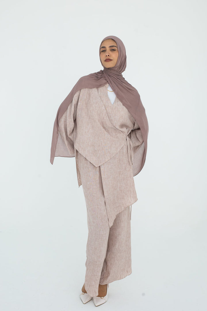 Modern Hem Pants In Beige