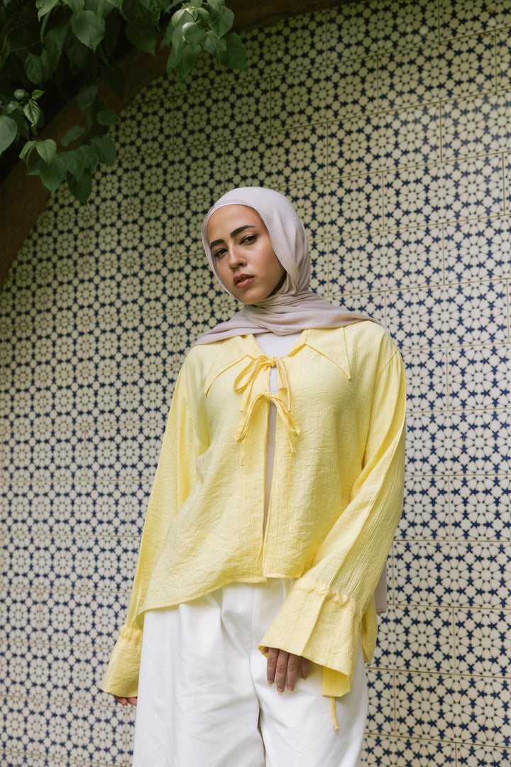 Ribbon Charm Top in Butter Yellow