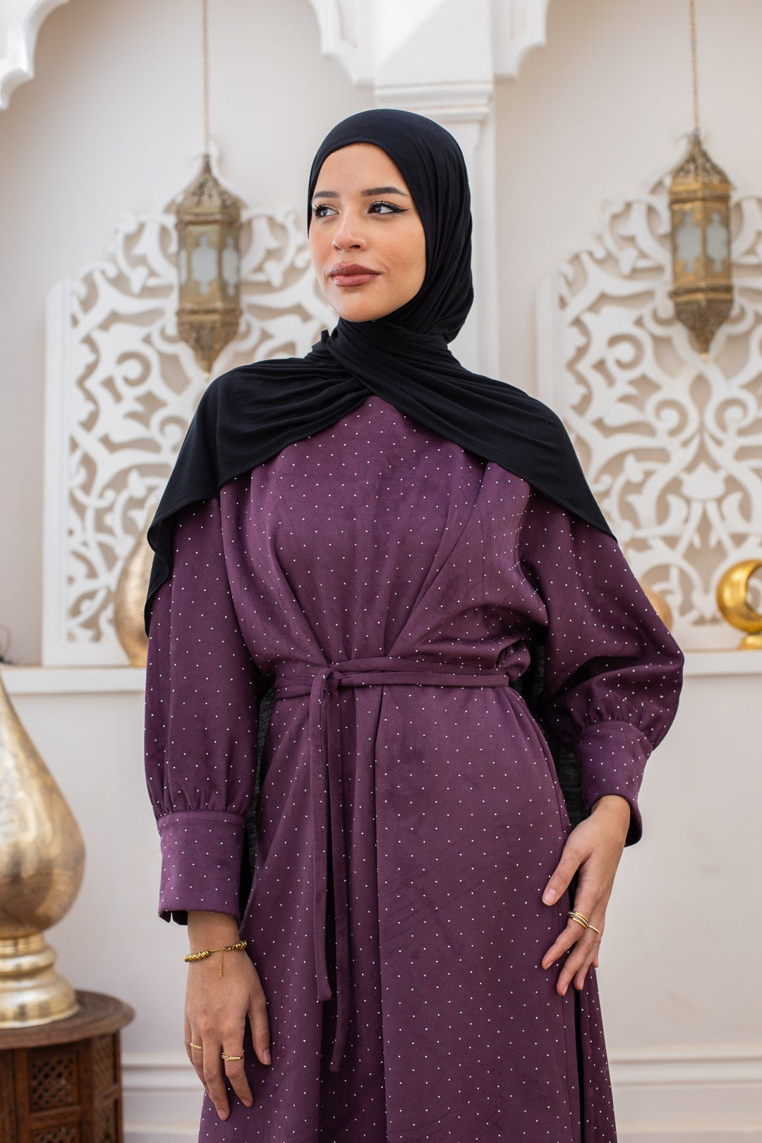 Wrapping Slit dress in Purple