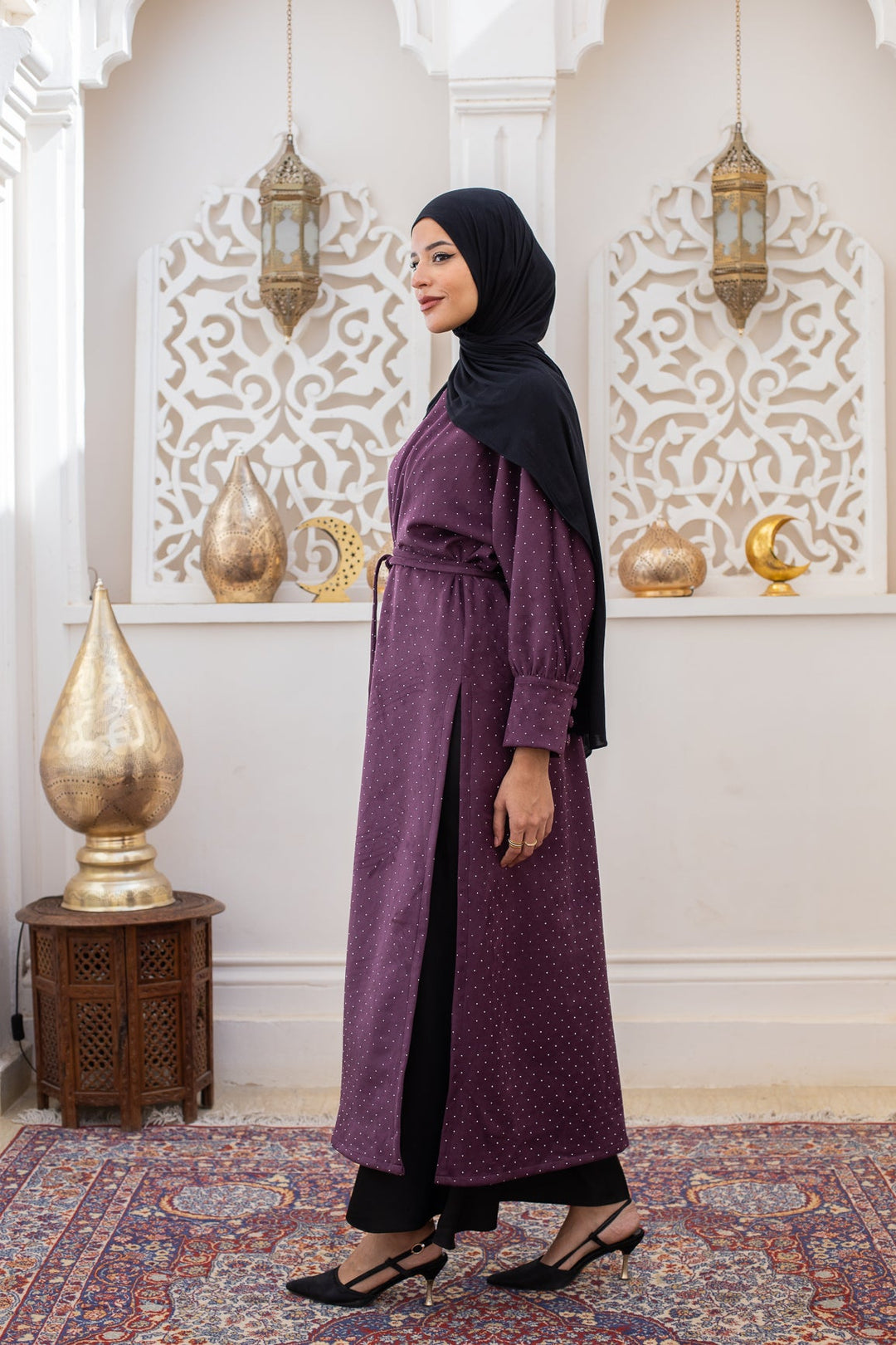 Wrapping Slit dress in Purple
