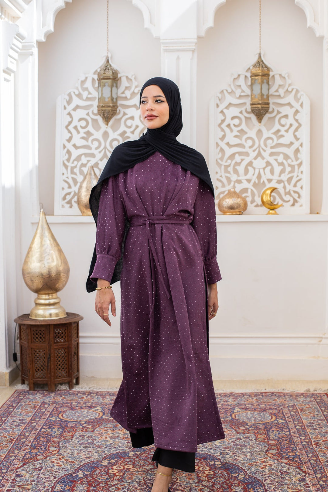 Wrapping Slit dress in Purple