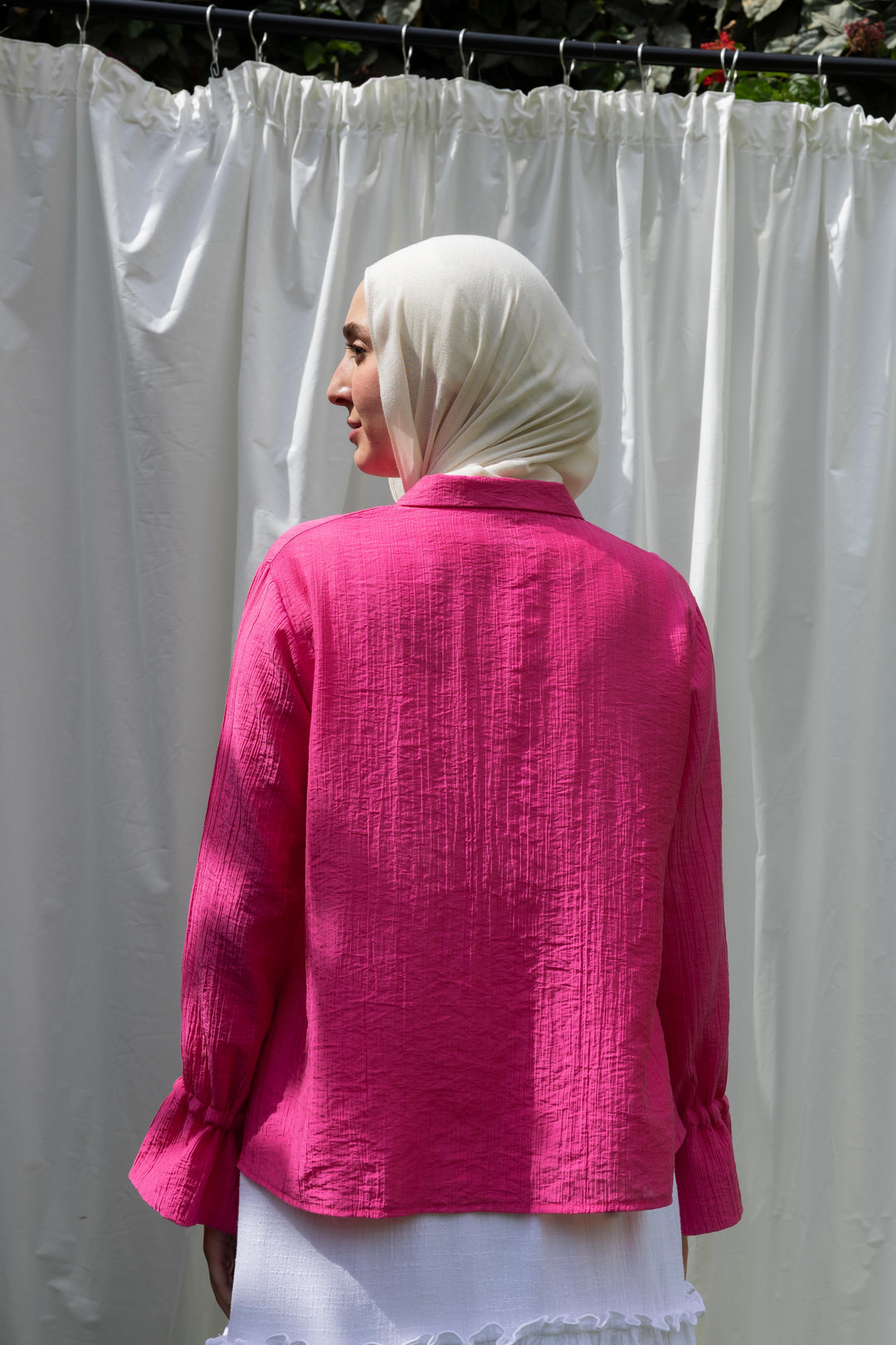 Ribbon Charm Top in Fuchsia