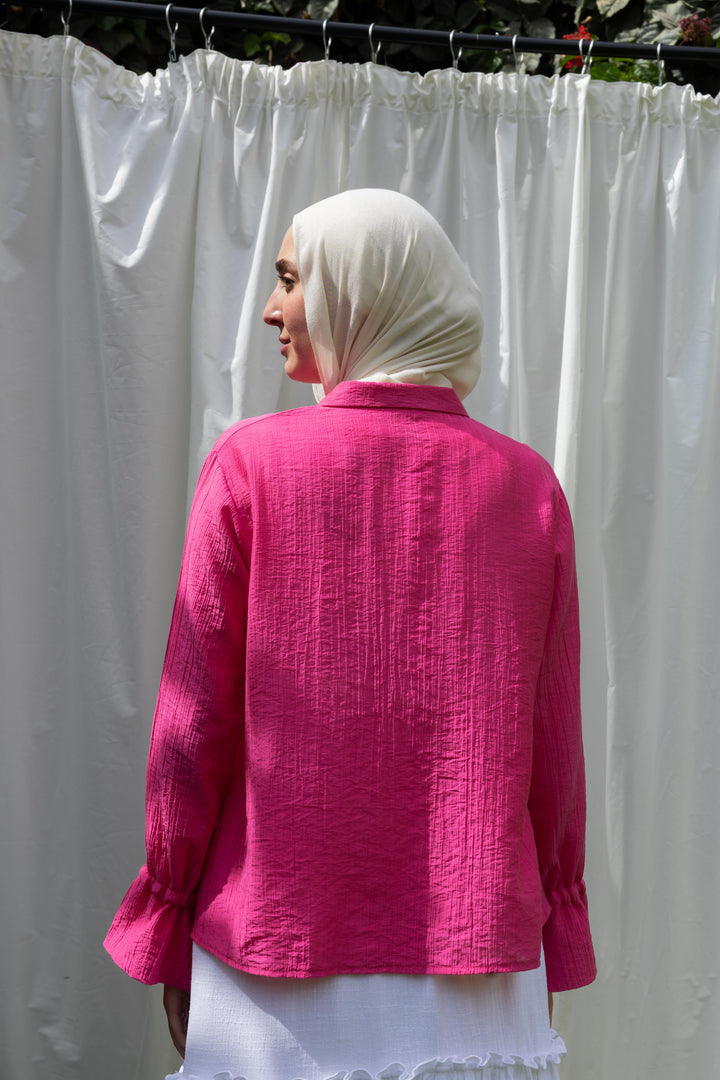 Ribbon Charm Top in Fuchsia