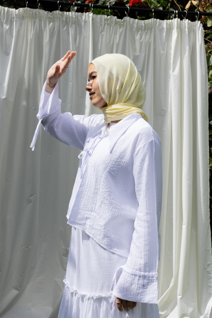 Ribbon Charm Top in White
