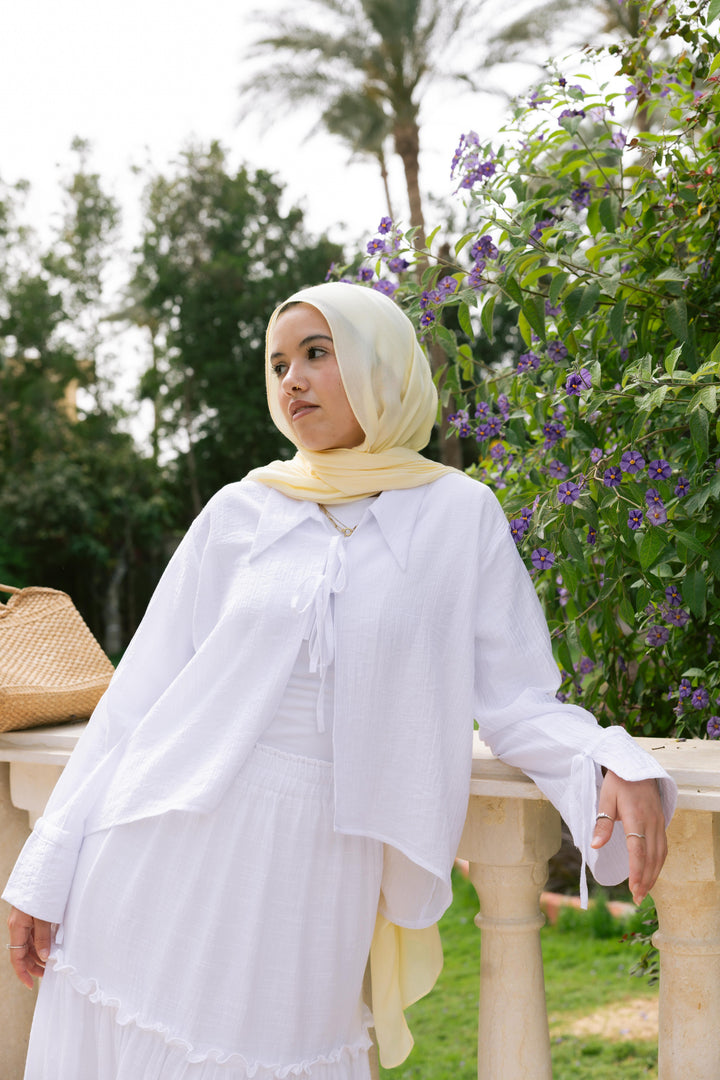 Ribbon Charm Top in White