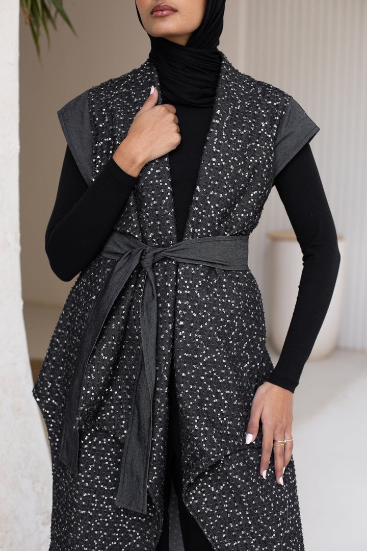 Leil Denim vest in black