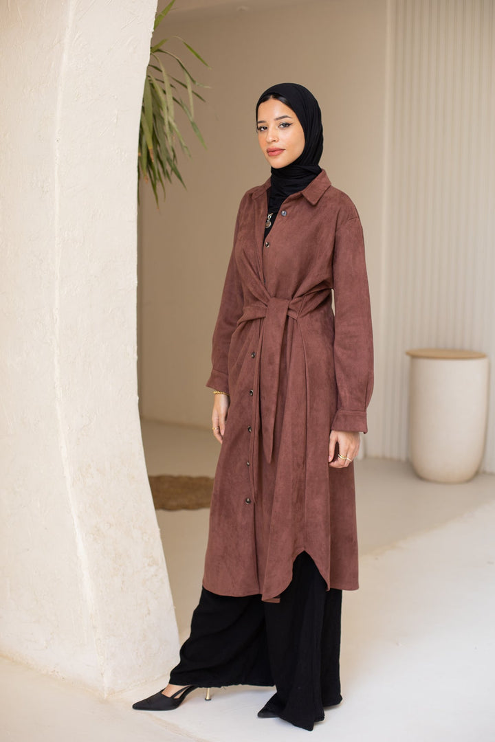 Tie Chemise dress in Chestnut