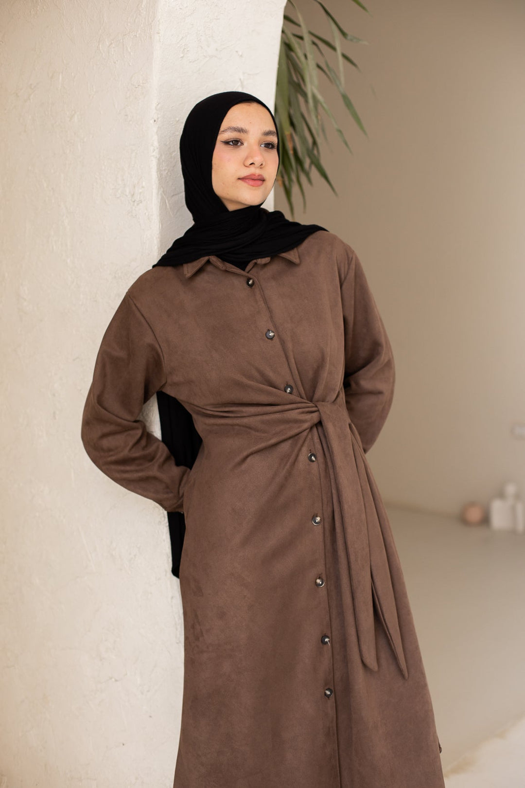 Tie Chemise dress in Brown