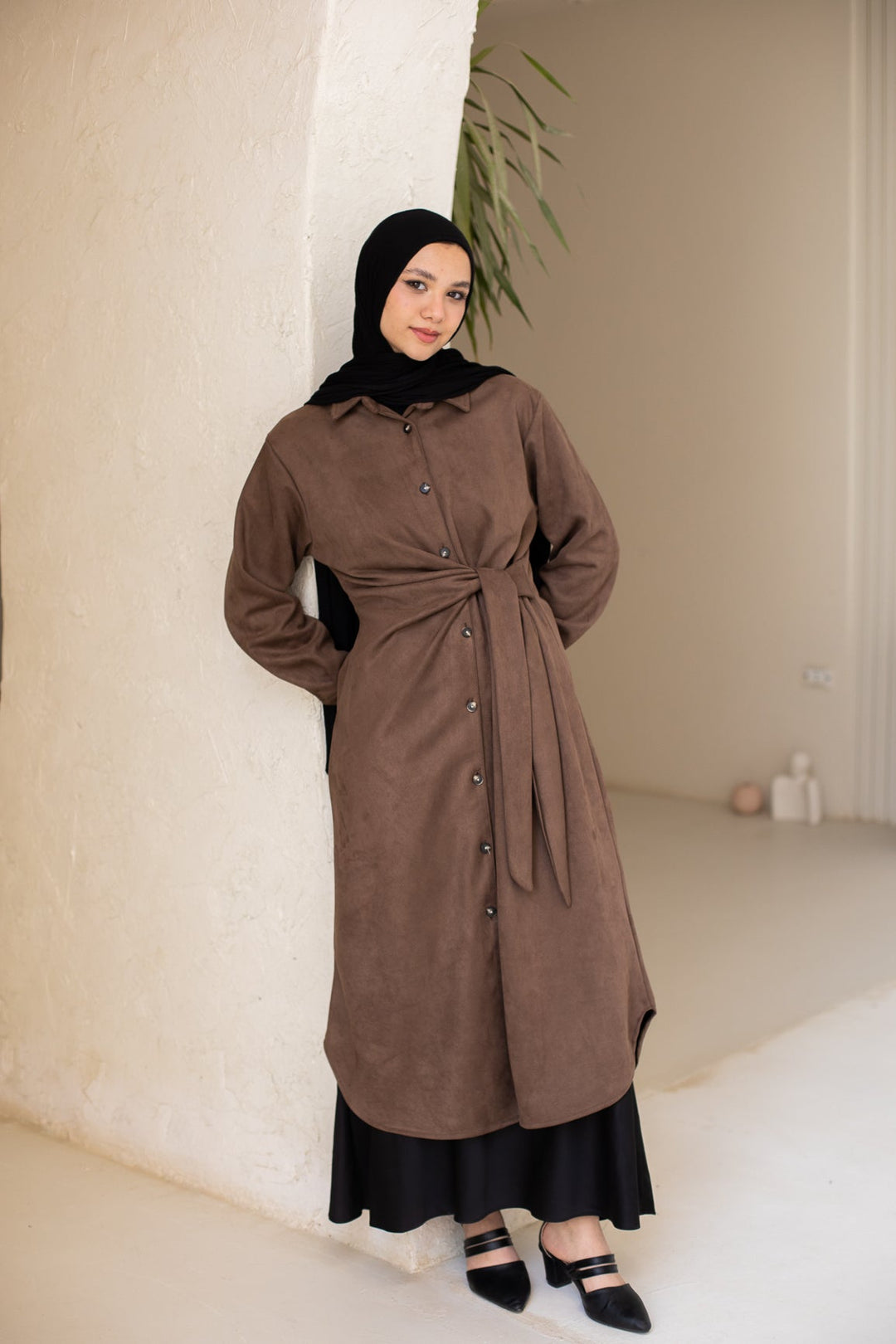 Tie Chemise dress in Brown