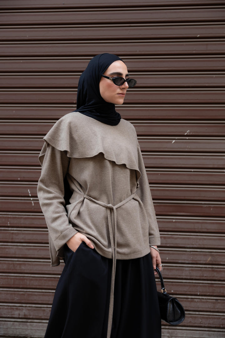Dove Scarf top in Coffee