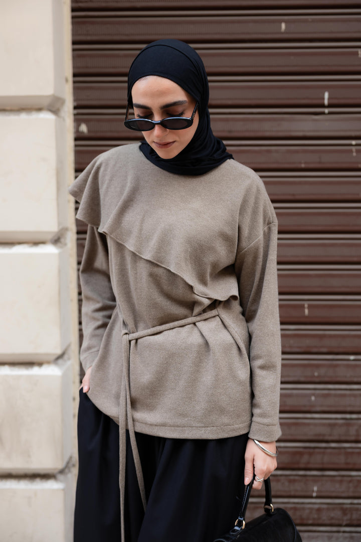 Dove Scarf top in Coffee