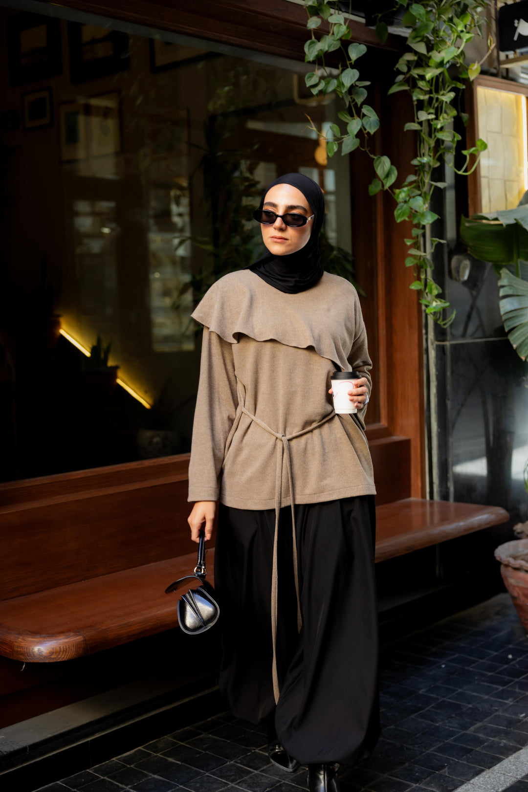 Dove Scarf top in Coffee