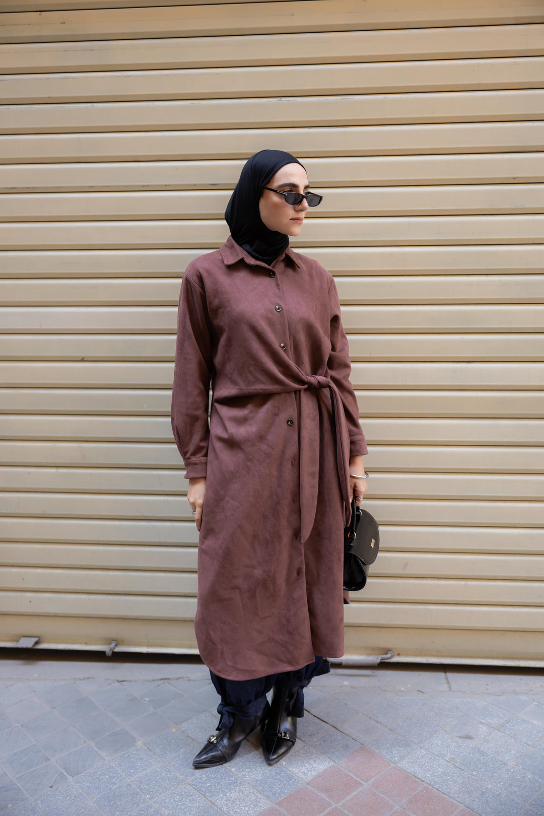 Tie Chemise dress in Chestnut