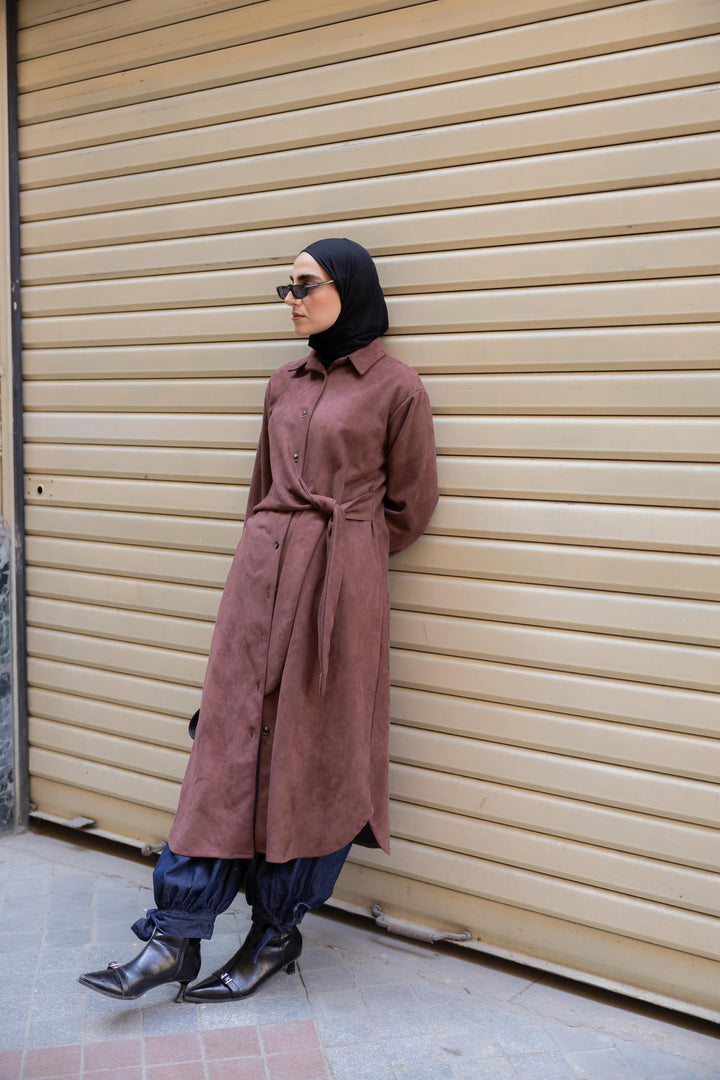 Tie Chemise dress in Chestnut