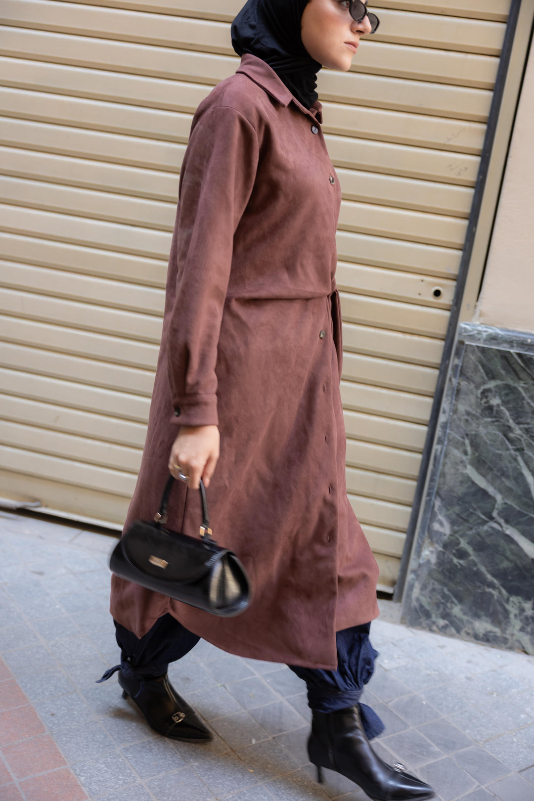 Tie Chemise dress in Chestnut