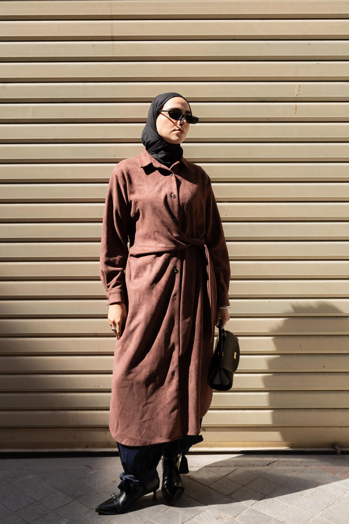 Tie Chemise dress in Chestnut