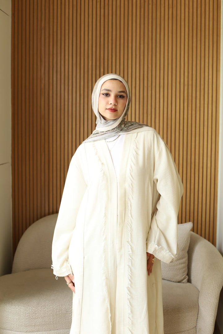 Noura Fringe kimono In Creme