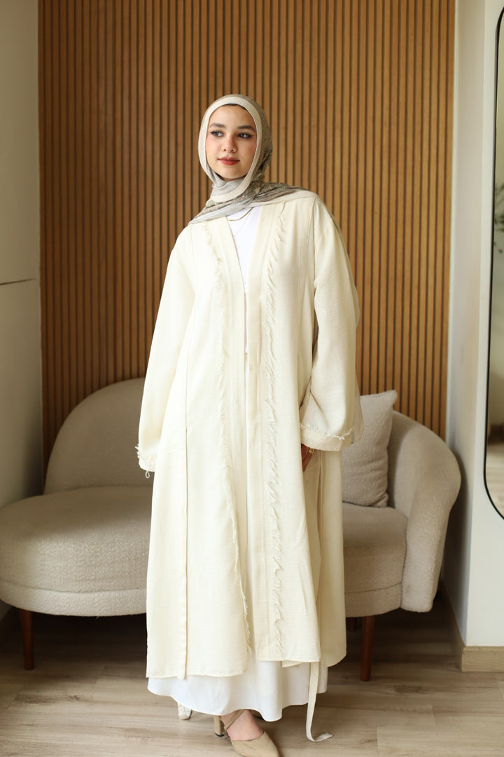 Noura Fringe kimono In Creme