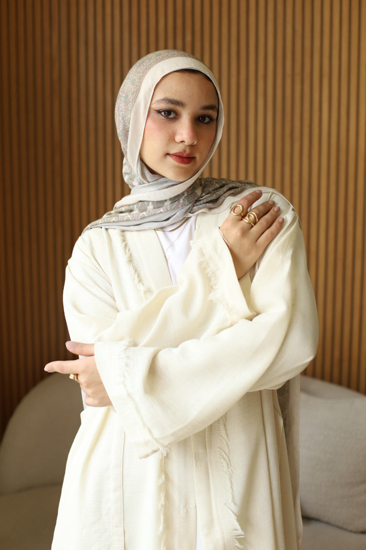 Noura Fringe kimono In Creme