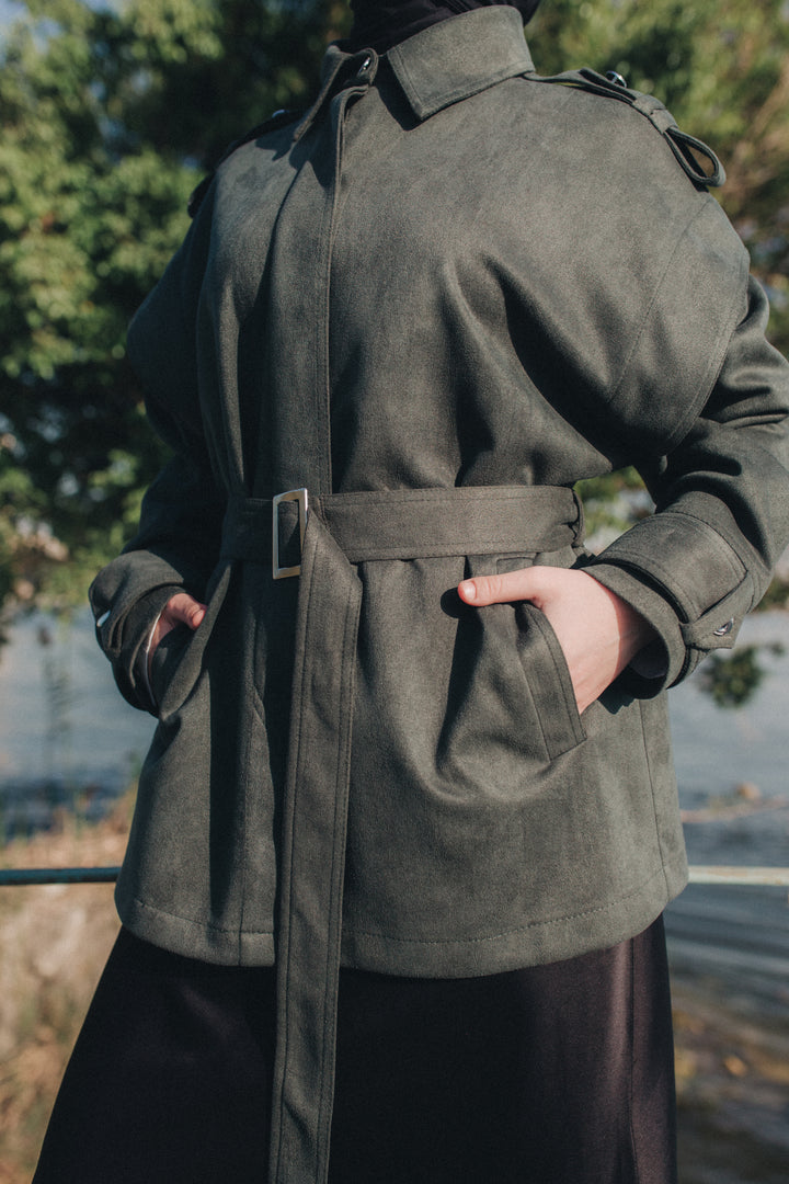 Suede Jacket in Olive