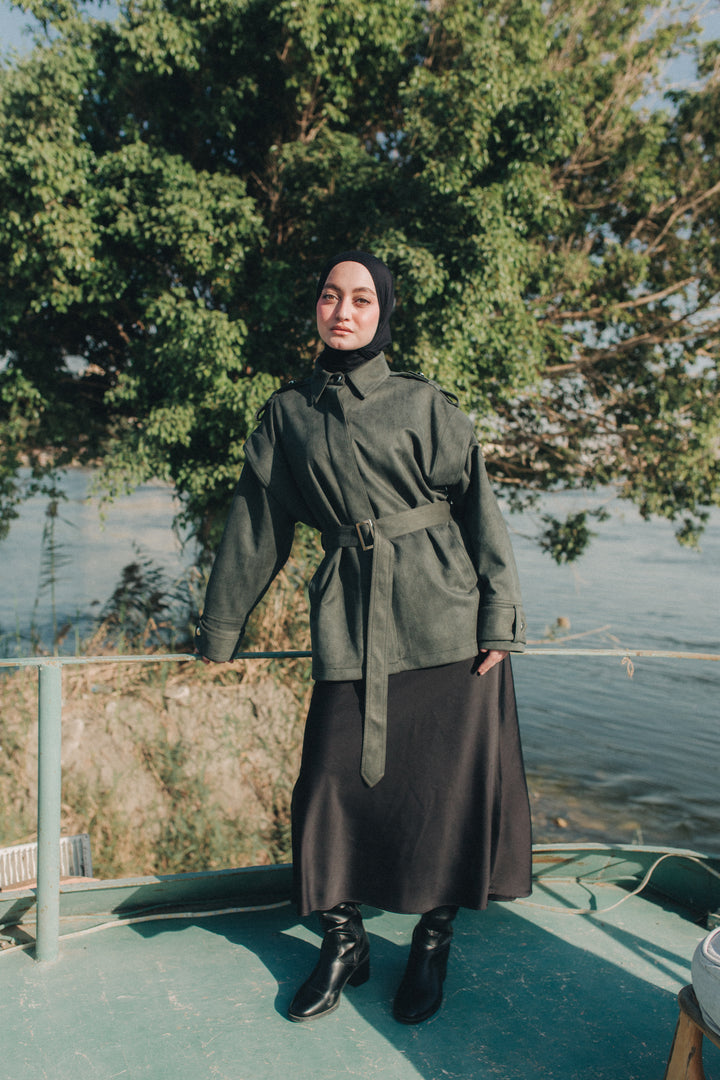 Suede Jacket in Olive