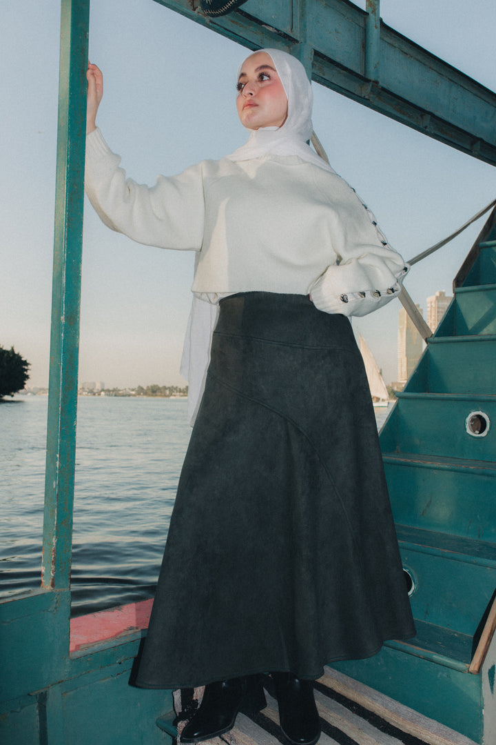 Suede Skirt in Olive