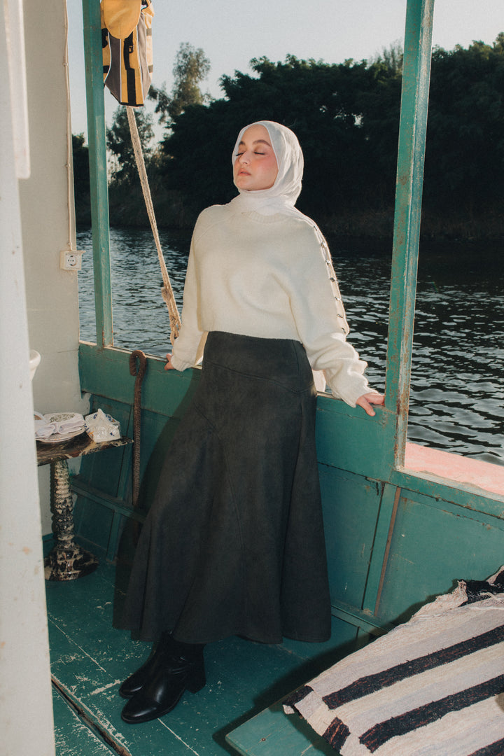 Suede Skirt in Olive