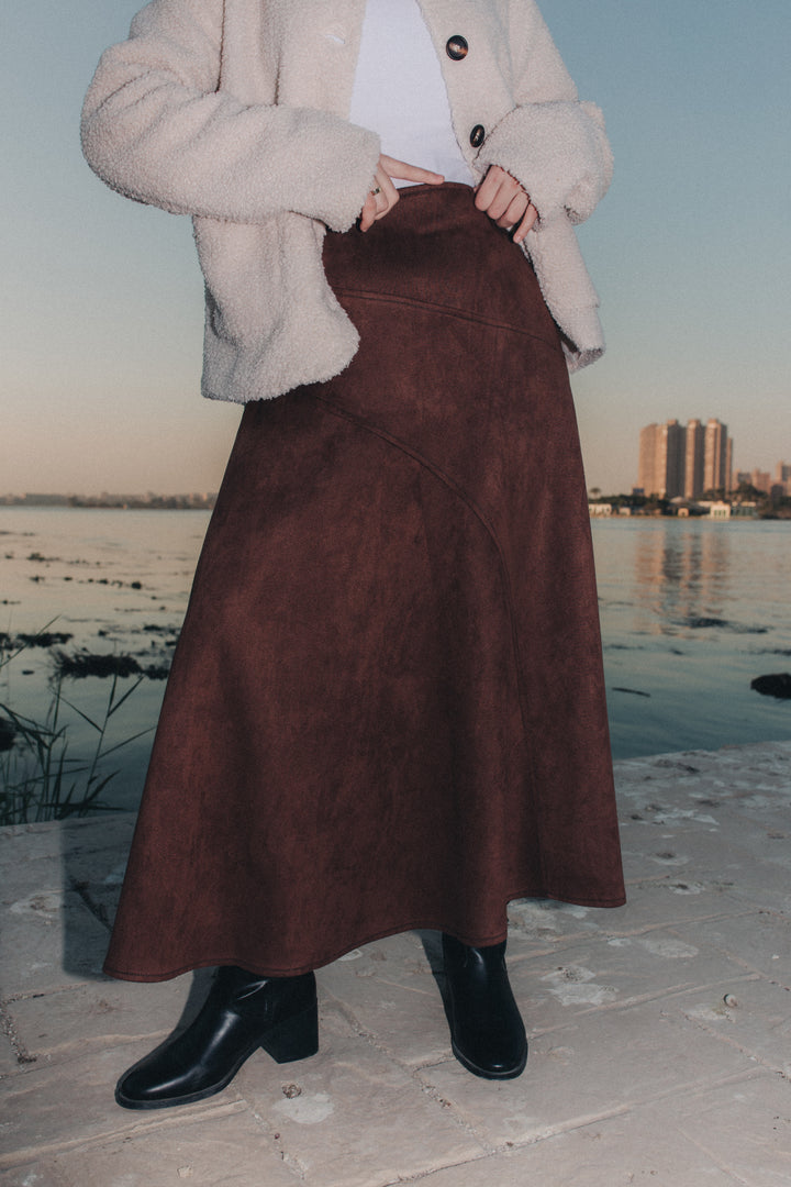 Suede Skirt in Brown