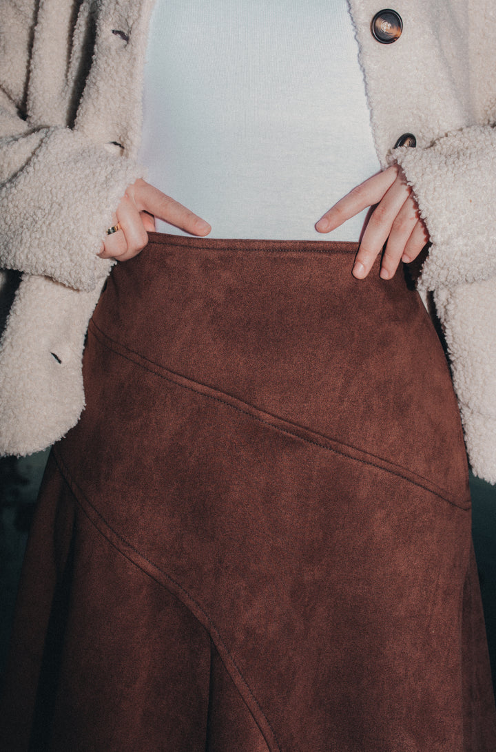 Suede Skirt in Brown