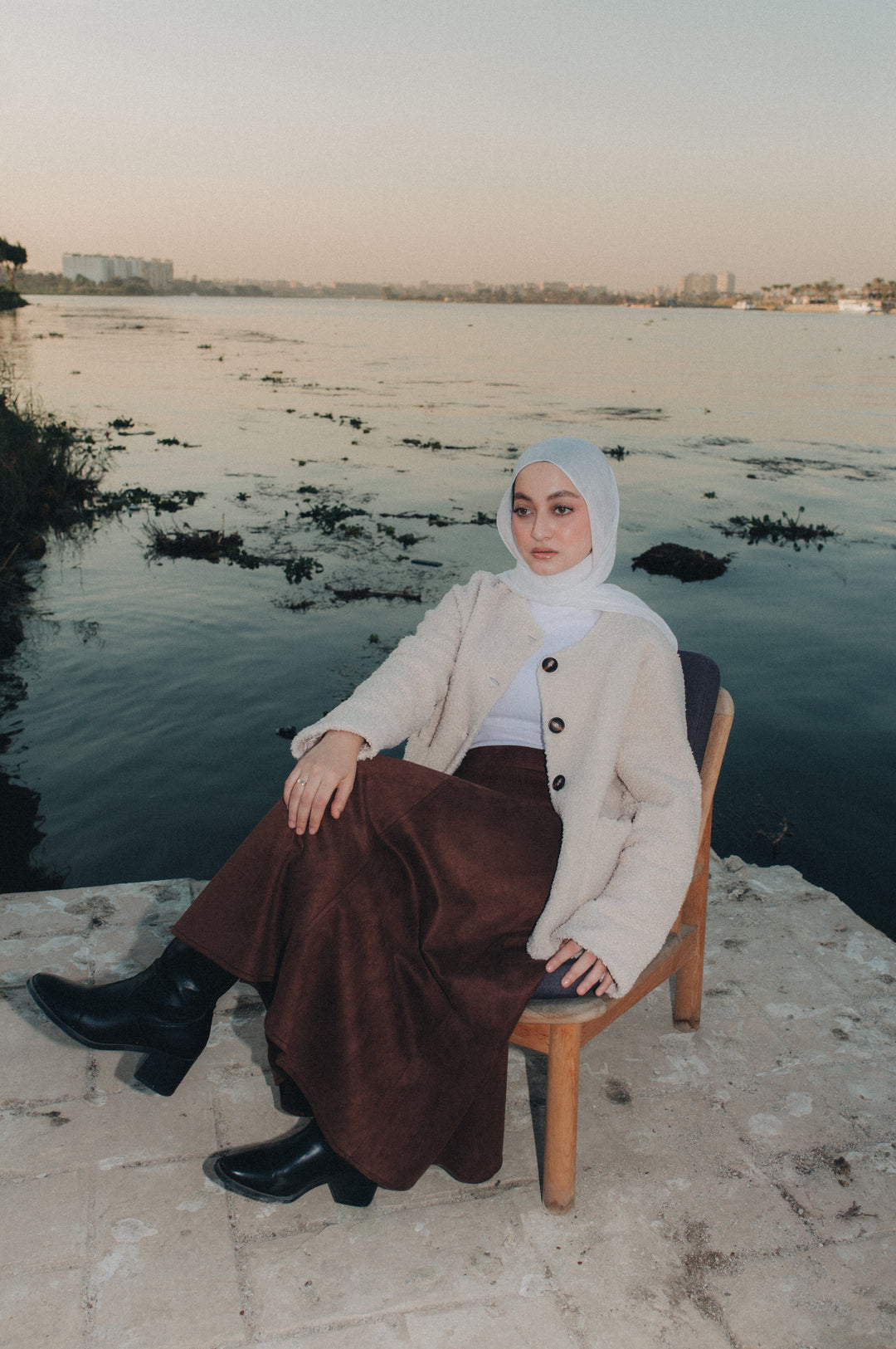 Suede Skirt in Brown