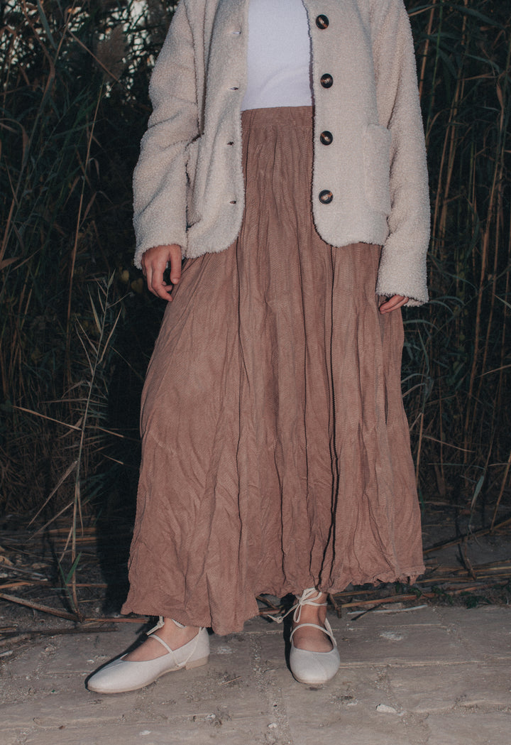 Crushed Skirt in Beige