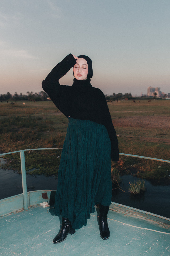 Crushed Skirt in Emerald