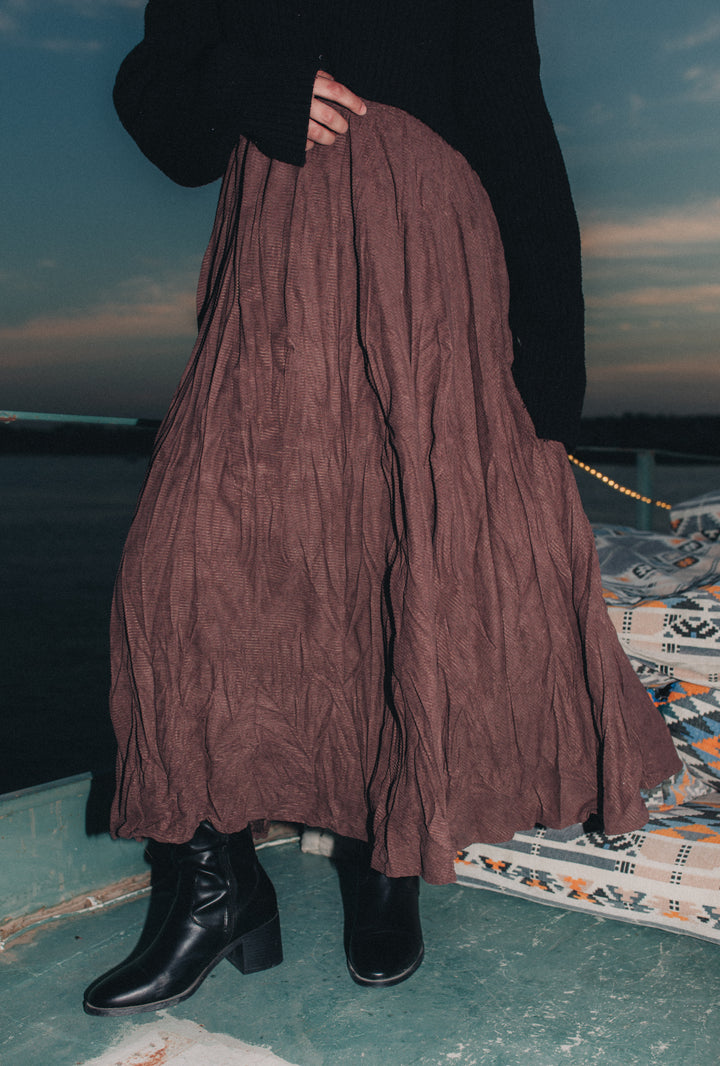 Crushed Skirt in Brown